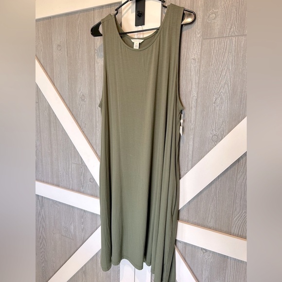 Caslon Dresses & Skirts - 351. NWT Caslon sleeveless swing dress pockets sleeveless Olive 2x